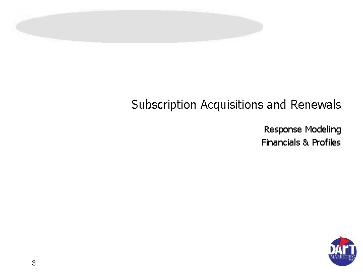 Subscription Acquisitions and Renewals Response Modeling Financials & Profiles 3 