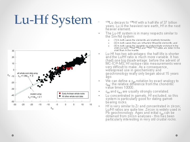 Lu-Hf System • • 176 Lu decays to 176 Hf with a half-life of