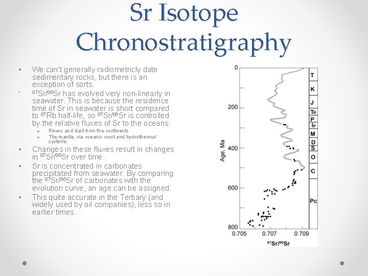 Sr Isotope Chronostratigraphy • • We can’t generally radiometricly date sedimentary rocks, but there