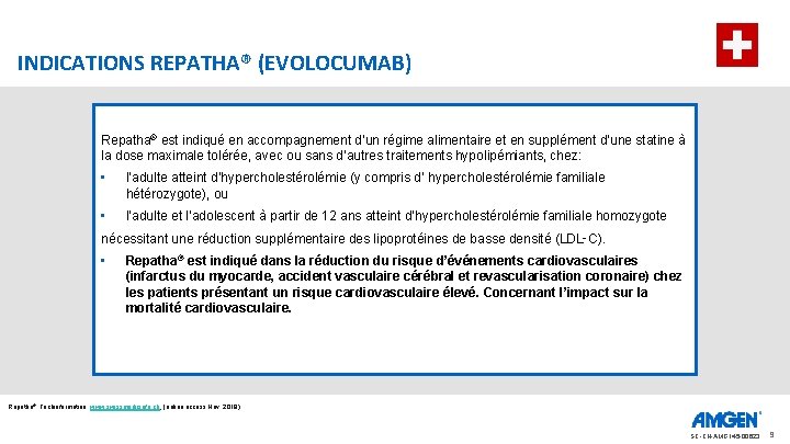 INDICATIONS REPATHA® (EVOLOCUMAB) Repatha® est indiqué en accompagnement d’un régime alimentaire et en supplément