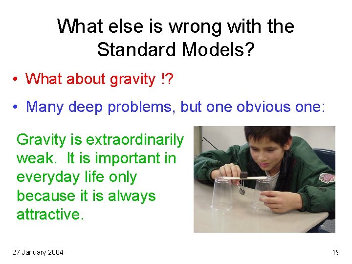 What else is wrong with the Standard Models? • What about gravity !? •