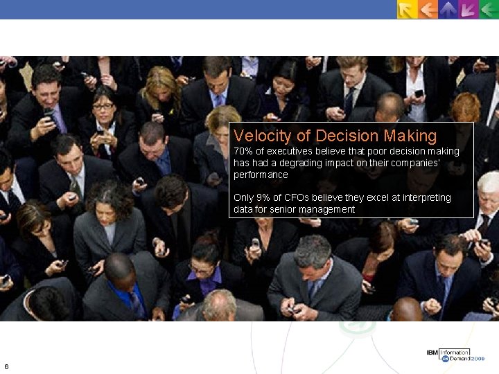 Velocity of Decision Making 70% of executives believe that poor decision making has had