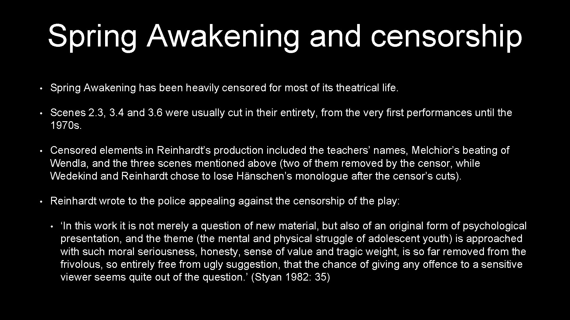 Spring Awakening and censorship • Spring Awakening has been heavily censored for most of