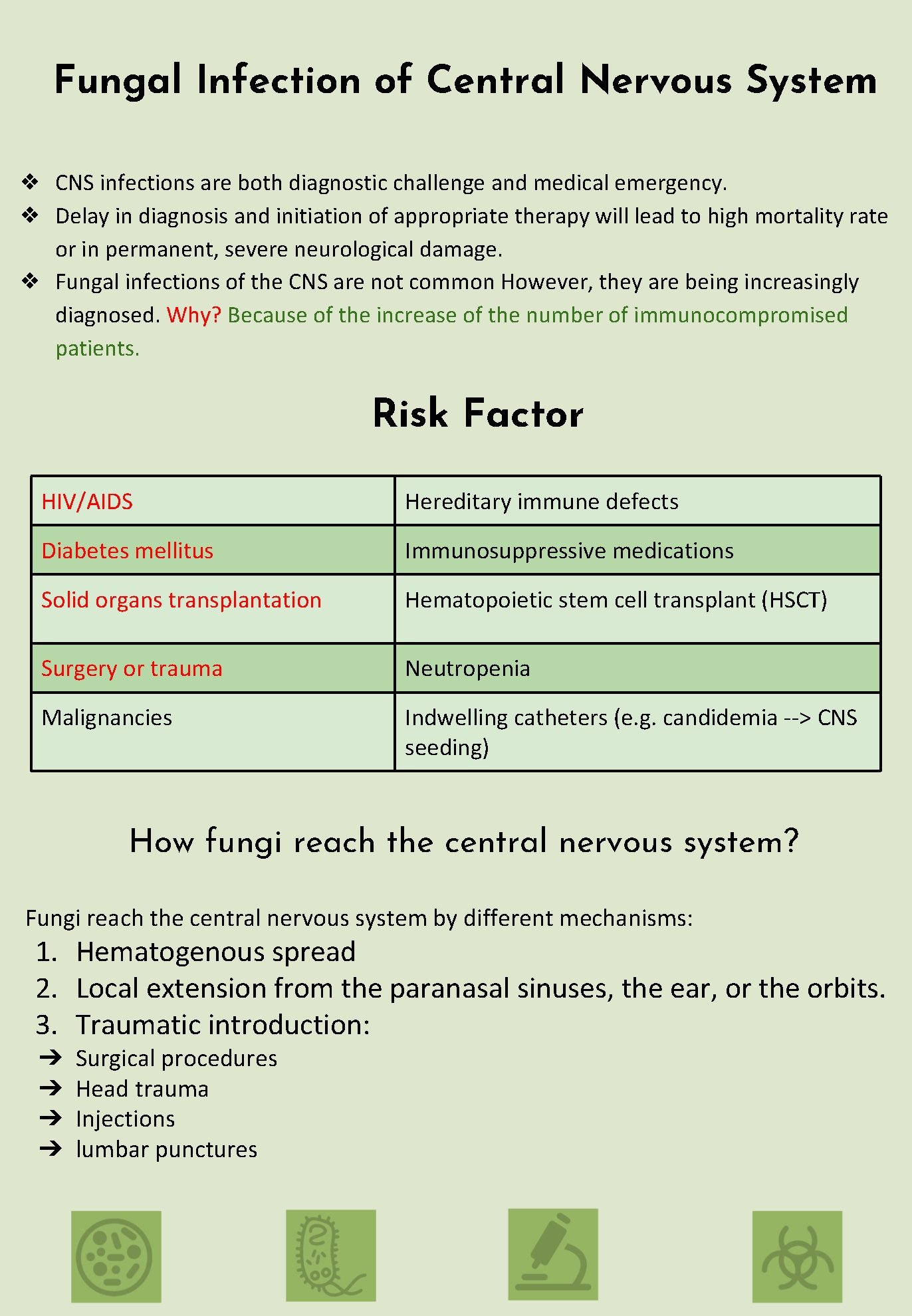 Fungal Infection of Central Nervous System ❖ CNS infections are both diagnostic challenge and