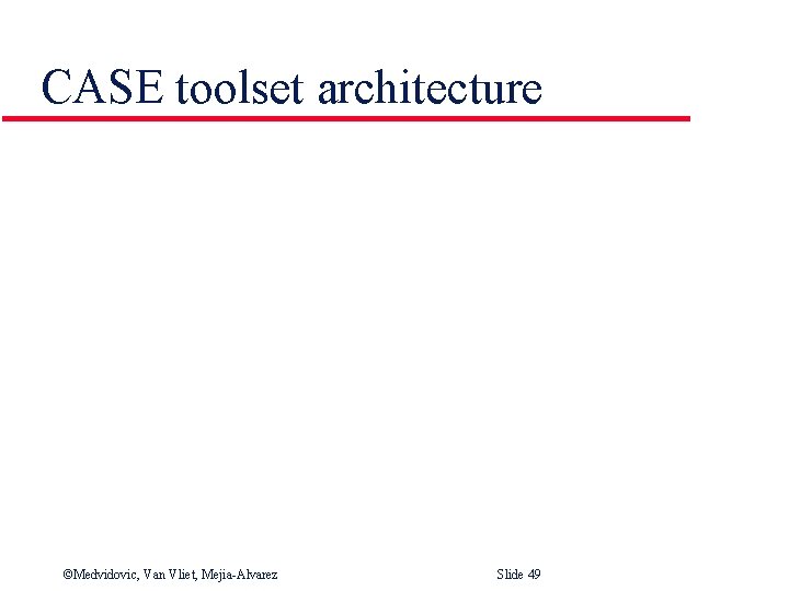 CASE toolset architecture ©Medvidovic, Van Vliet, Mejia-Alvarez Slide 49 