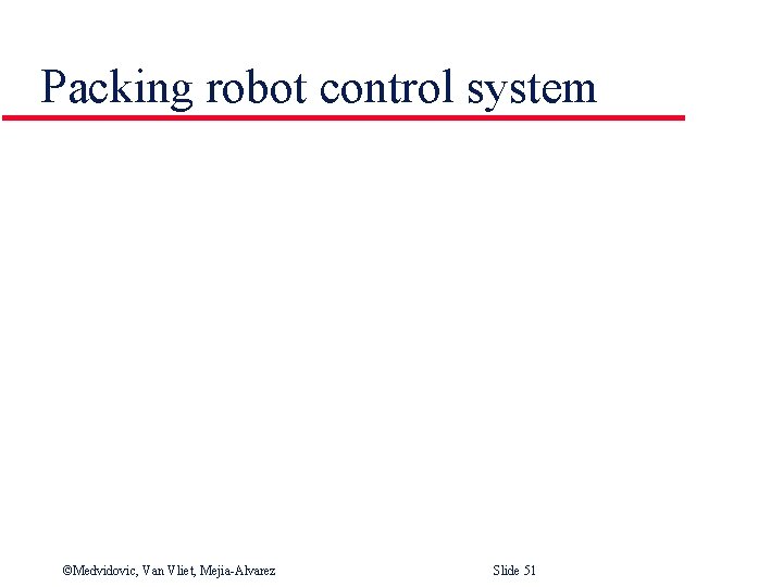 Packing robot control system ©Medvidovic, Van Vliet, Mejia-Alvarez Slide 51 