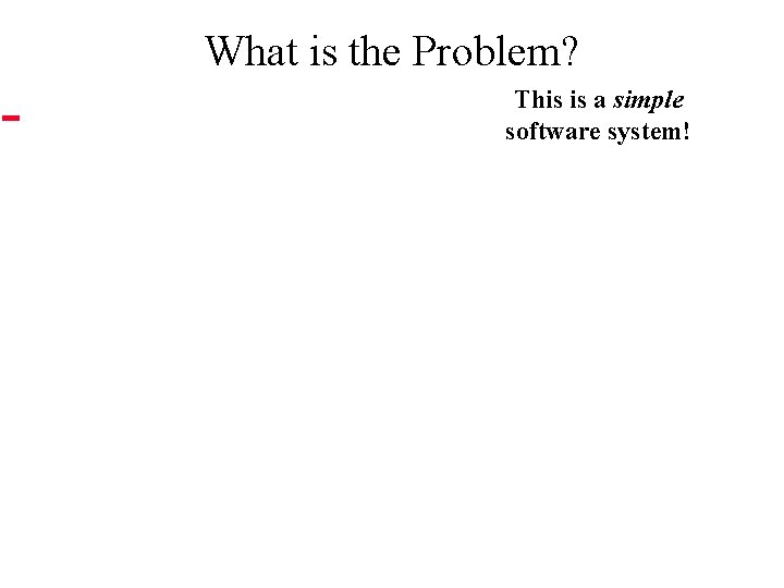 What is the Problem? This is a simple software system! ©Medvidovic, Van Vliet, Mejia-Alvarez