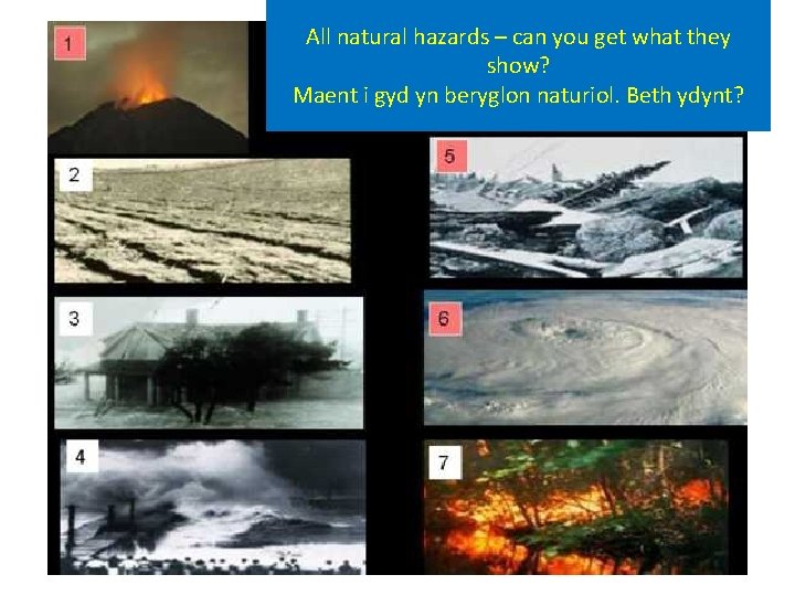 All natural hazards – can you get what they show? Maent i gyd yn