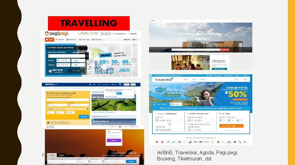 TRAVELLING 62 Air. Bn. B, Traveloka, Agoda, Pegi-pegi, Booking, Tiketmurah, dst 