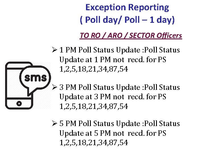 Exception Reporting ( Poll day/ Poll – 1 day) TO RO / ARO /