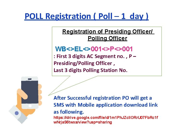 POLL Registration ( Poll – 1 day ) Registration of Presiding Officer/ Polling Officer