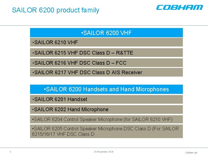 SAILOR 6200 product family • SAILOR 6200 VHF • SAILOR 6215 VHF DSC Class