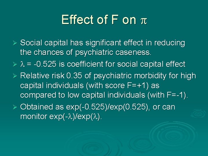Effect of F on Social capital has significant effect in reducing the chances of Effect of F on Social capital has significant effect in reducing the chances of