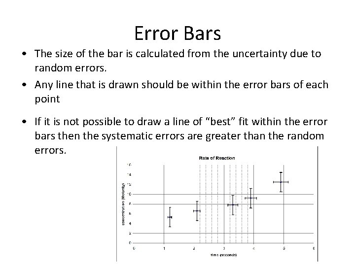 Error Bars • The size of the bar is calculated from the uncertainty due