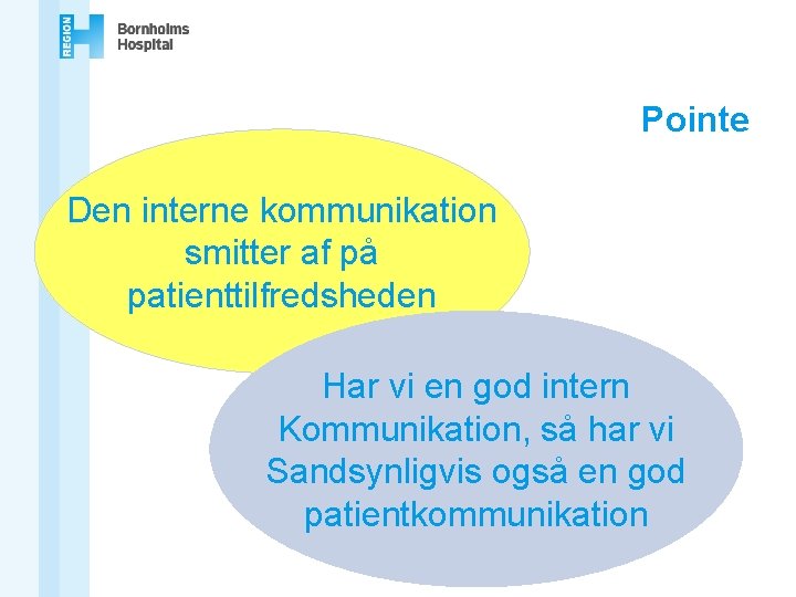 Pointe Den interne kommunikation smitter af på patienttilfredsheden Har vi en god intern Kommunikation,