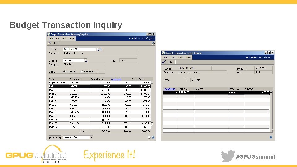 Budget Transaction Inquiry #GPUGsummit 