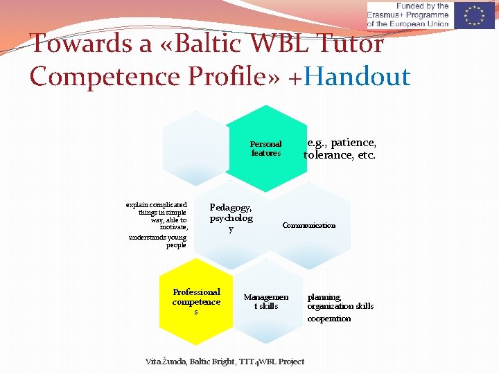 Towards a «Baltic WBL Tutor Competence Profile» +Handout e. g. , patience, tolerance, etc.