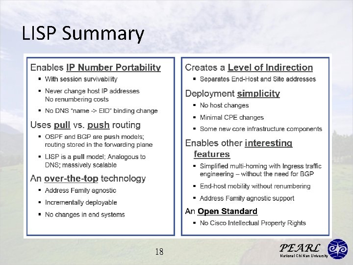 LISP Summary 18 National Chi Nan University 