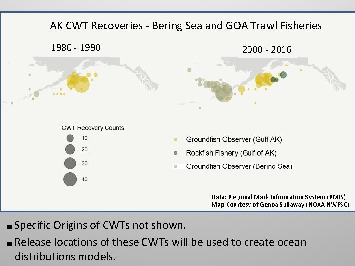 AK CWT Recoveries - Bering Sea and GOA Trawl Fisheries 1980 - 1990 2000