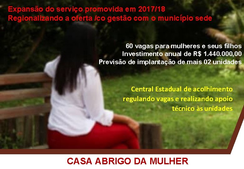 Expansão do serviço promovida em 2017/18 Regionalizando a oferta /co gestão com o município