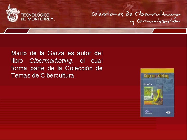 Mario de la Garza es autor del libro Cibermarketing, el cual forma parte de