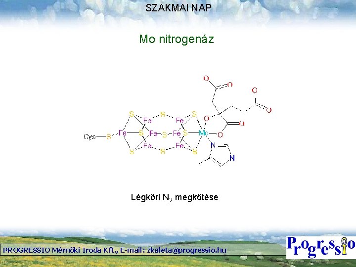 SZAKMAI NAP Mo nitrogenáz Légköri N 2 megkötése PROGRESSIO Mérnöki Iroda Kft. , E-mail: