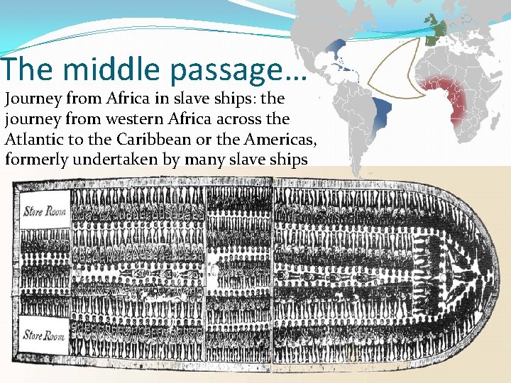 The middle passage… Journey from Africa in slave ships: the journey from western Africa