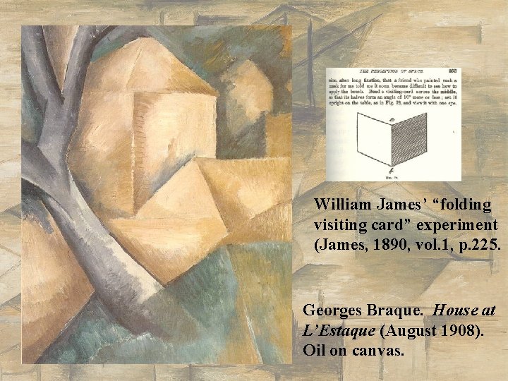 William James’ “folding visiting card” experiment (James, 1890, vol. 1, p. 225. Georges Braque.