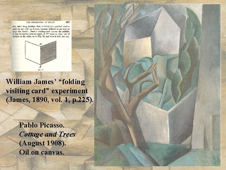 William James’ “folding visiting card” experiment (James, 1890, vol. 1, p. 225). Pablo Picasso. William James’ “folding visiting card” experiment (James, 1890, vol. 1, p. 225). Pablo Picasso.