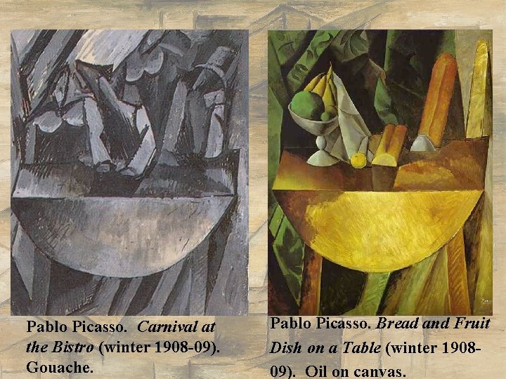 Pablo Picasso. Carnival at the Bistro (winter 1908 -09). Gouache. Pablo Picasso. Bread and