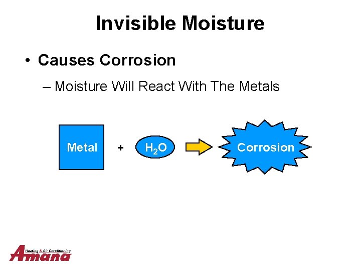 Invisible Moisture • Causes Corrosion – Moisture Will React With The Metals Metal +