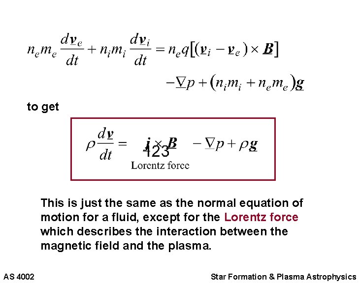 to get This is just the same as the normal equation of motion for