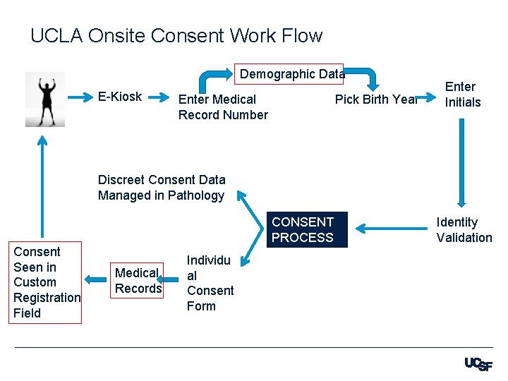 UCLA Onsite Consent Work Flow Demographic Data E-Kiosk Enter Medical Record Number Pick Birth