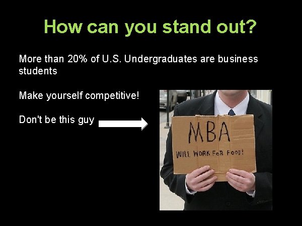 How can you stand out? More than 20% of U. S. Undergraduates are business