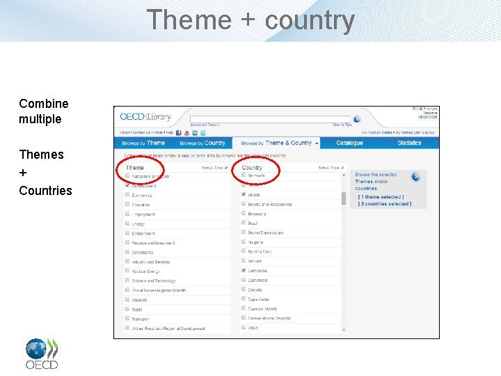 Theme + country Combine multiple Themes + Countries 