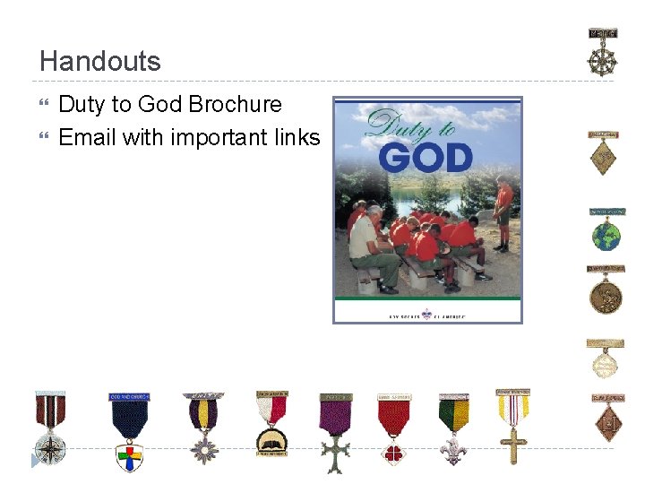 Handouts Duty to God Brochure Email with important links 