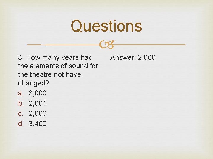Questions 3: How many years had the elements of sound for theatre not have