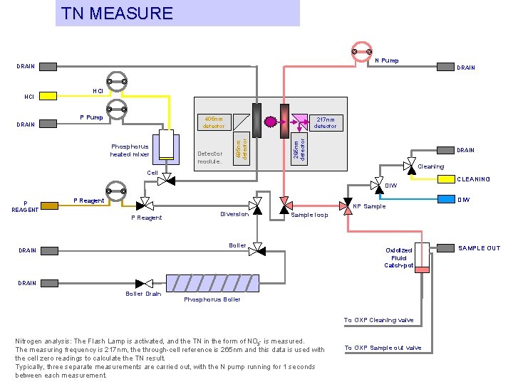 TN MEASURE N Pump DRAIN HCl P Pump 405 nm detector Phosphorus heated mixer