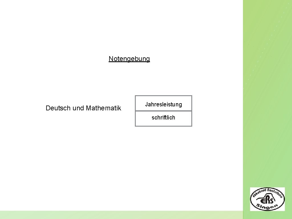 Notengebung Deutsch und Mathematik Jahresleistung schriftlich 