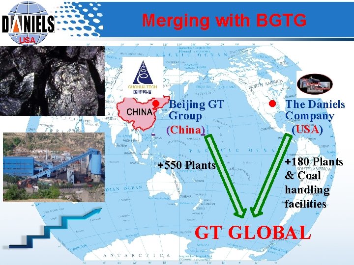 Merging with BGTG USA l Beijing GT Group (China) +550 Plants l The Daniels