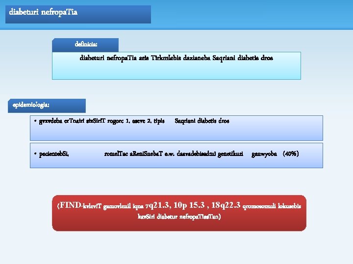 diabeturi nefropa. Tia definicia: diabeturi nefropa. Tia aris Tirkmlebis dazianeba Saqriani diabetis dros epidemiologia: