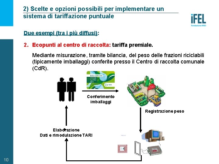 2) Scelte e opzioni possibili per implementare un sistema di tariffazione puntuale Due esempi