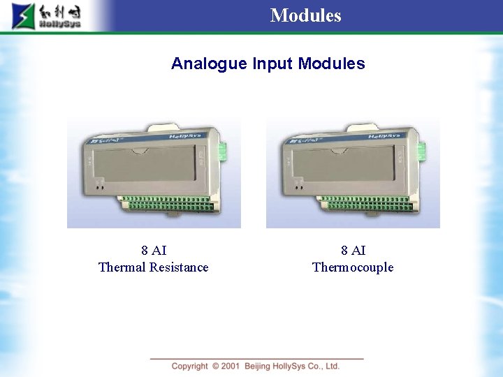 Modules Analogue Input Modules 8 AI Thermal Resistance 8 AI Thermocouple 