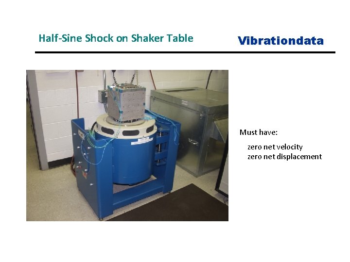 Half-Sine Shock on Shaker Table Vibrationdata Must have: zero net velocity zero net displacement