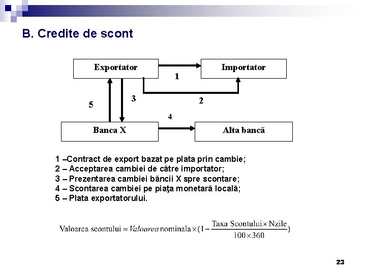 B. Credite de scont Exportator 5 Importator 1 3 2 4 Banca X Alta B. Credite de scont Exportator 5 Importator 1 3 2 4 Banca X Alta
