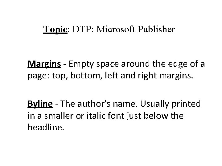 Topic: DTP: Microsoft Publisher Margins - Empty space around the edge of a page: