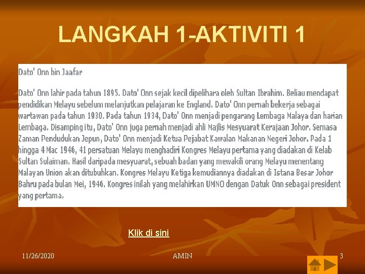 LANGKAH 1 -AKTIVITI 1 Klik di sini 11/26/2020 AMIN 3 