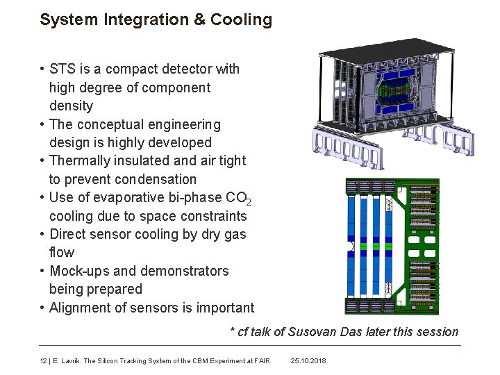 System Integration & Cooling • STS is a compact detector with high degree of