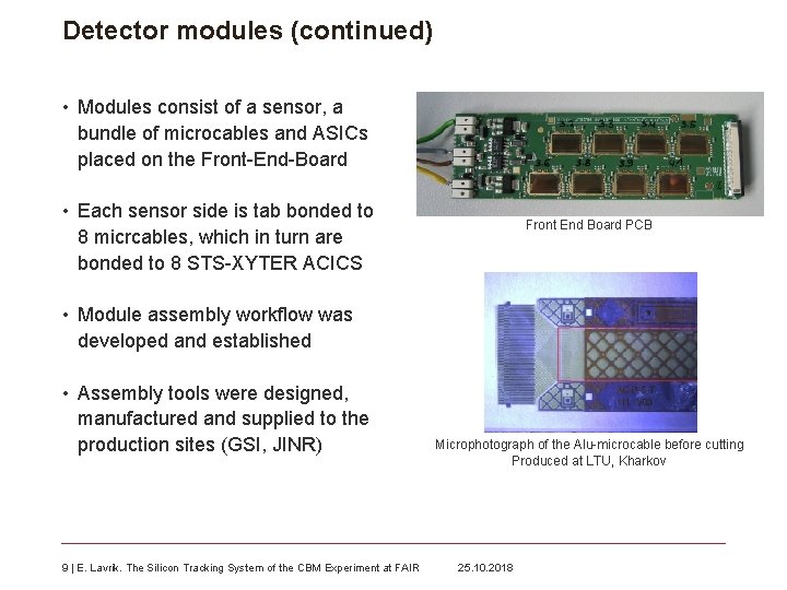 Detector modules (continued) • Modules consist of a sensor, a bundle of microcables and