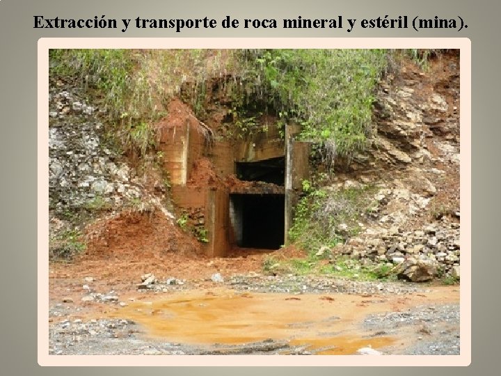 Extracción y transporte de roca mineral y estéril (mina). 